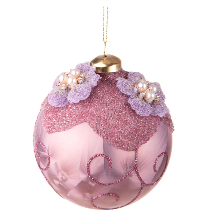 Sfera con fiori intarsi e perle - Pezzi 4 - VIOLA - Bianchi Dino SpA