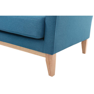 Canapé d'angle gauche scandinave bleu canard déhoussable et bois clair 3-4 places OSLO