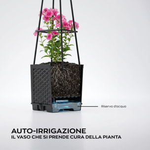 Kiri - Set 2 Vasi Fioriere per Piante di Pomodoro Rampicanti 27x 142,5 cm Autoirrigante in Plastica Nero
