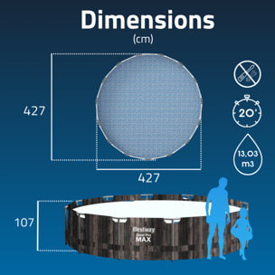 Bestway Piscine hors sol - Ronde - Steel Pro Max - Décor bois - 427 x 107 cm