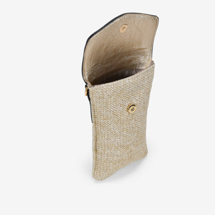 Bolso para móvil dorado con solapa