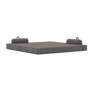 Astral - Canapé 3 places convertible en velours texturé - Gris