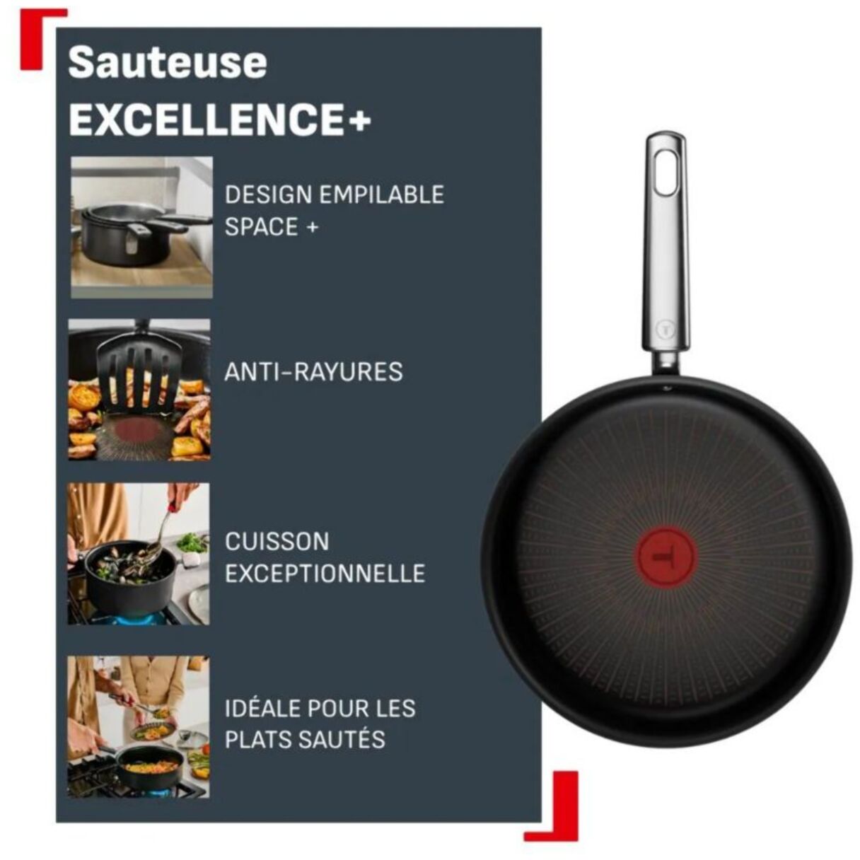 Sauteuse TEFAL 24cm Excellence + avec couvercle