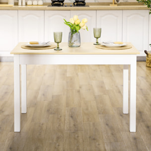 Mesa de Comedor de Madera Mesa de Cocina Rectangular para 4-6 Personas Estilo Moderno para Salón Carga 50 kg 119x70x75 cm Roble y Blanco