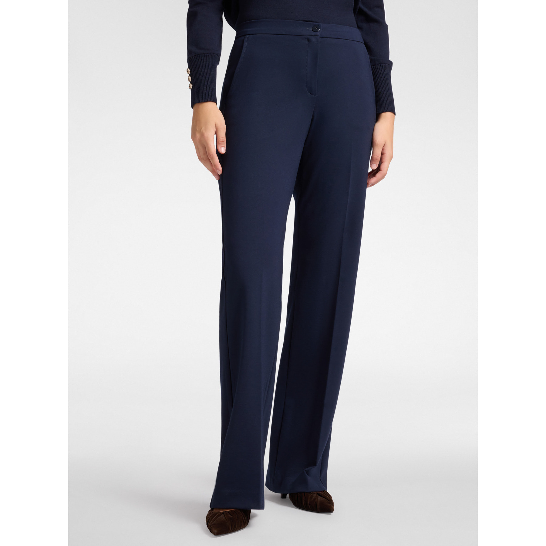 Elena Mirò - Pantalones de hombre en punto milanés - Azul