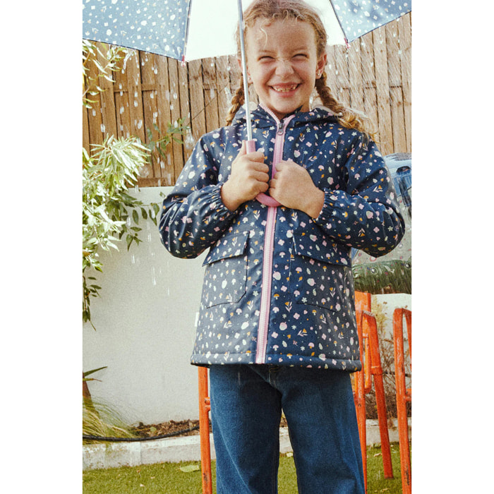Impermeabile per bambini con interno in peluche e stampa autunnale