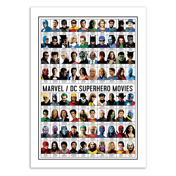 Art-Poster - Marvel and DC Superhero movies - Olivier Bourdereau - 50 x 70 cm