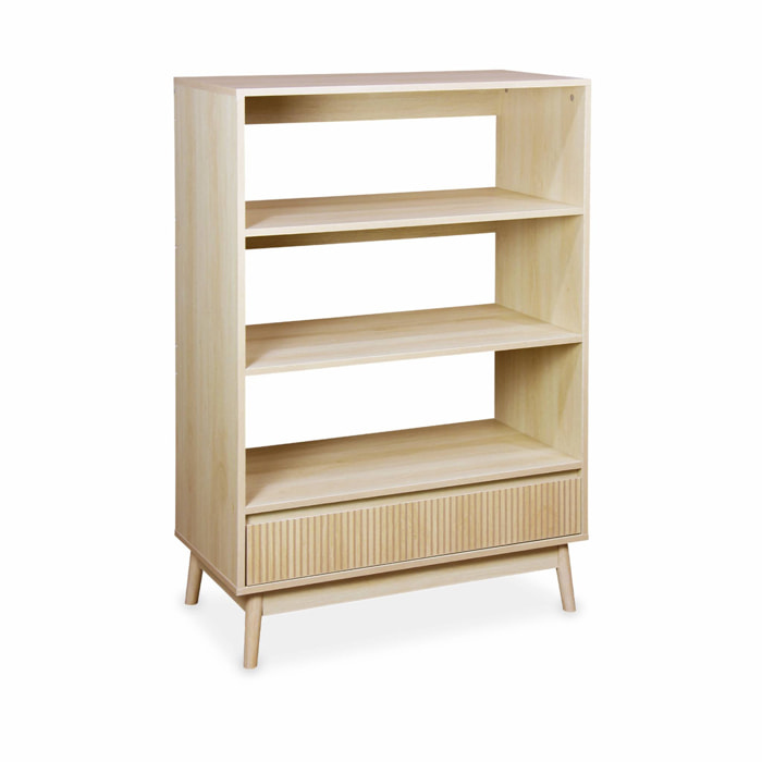Etagère bibliothèque. décor bois - 3 niveaux - 1 tiroir - Linear
