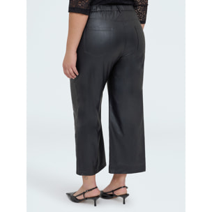 Fiorella Rubino - Pantalones cropped en tejido revestido con motivos florales - Negro