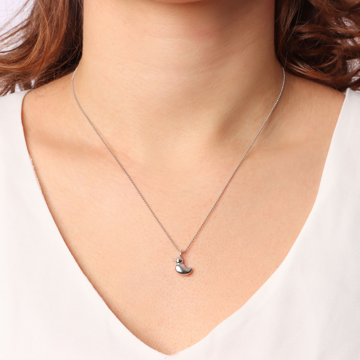 Collana a Palline in Argento 925 placcato Platino con Ciondolo Paperella