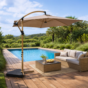 Parasol déporté octogonal  300 cm taupe FREY