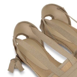 Alpargata plana embetada Glen en algodón con cintas y suela de cuerolite