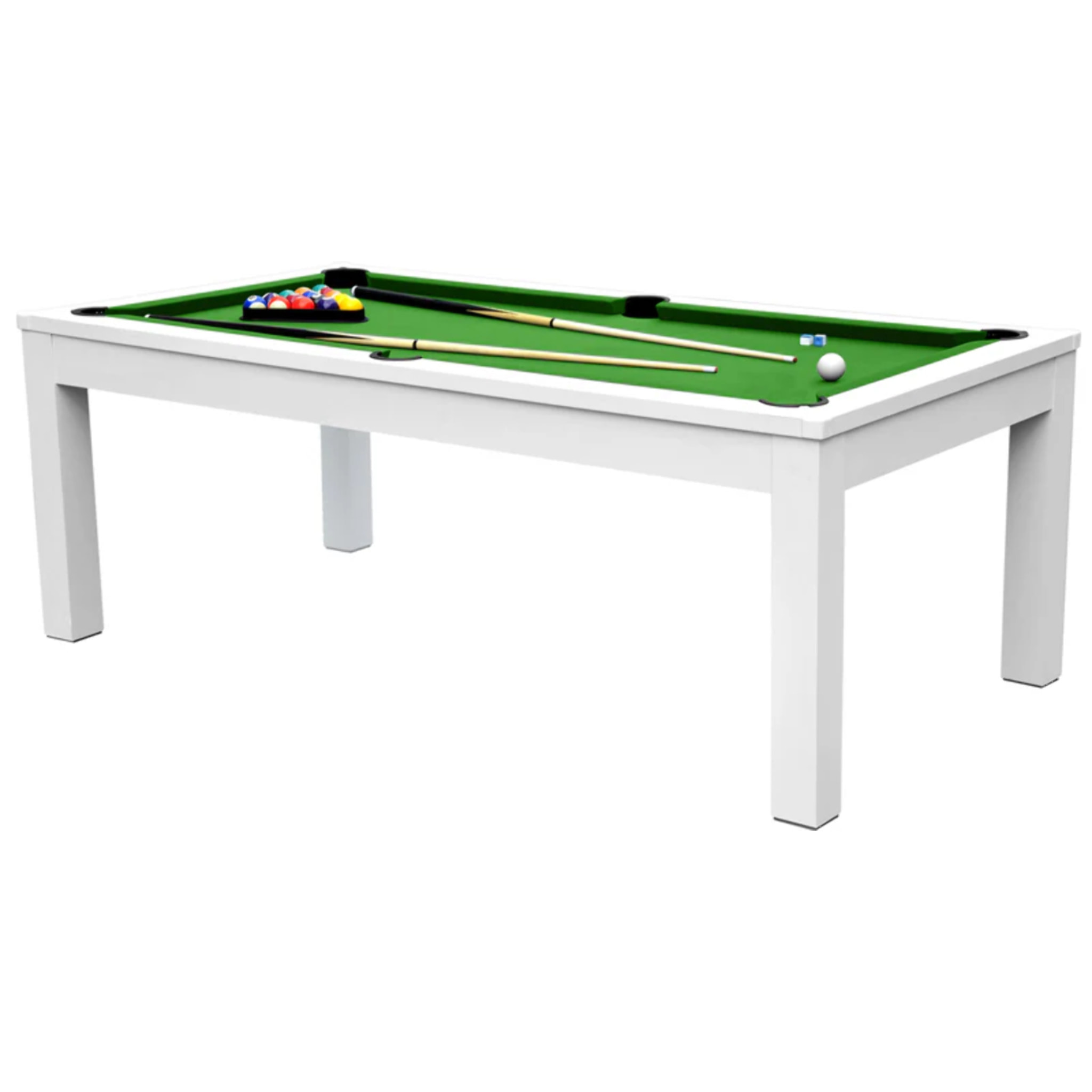 Table de billard convertible blanche tapis vert - Eddie