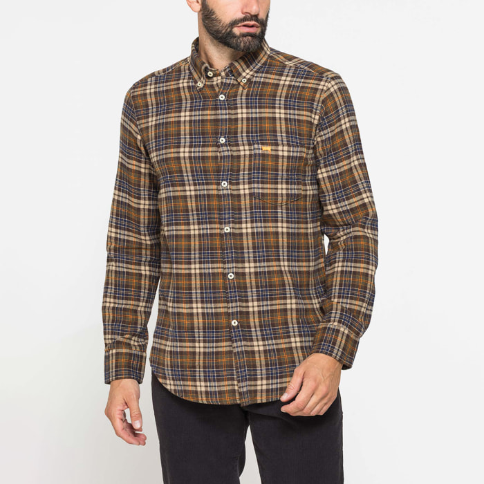 CAMICIA FANTASIA TINTO FILO IN FLANELLA LEGGERA