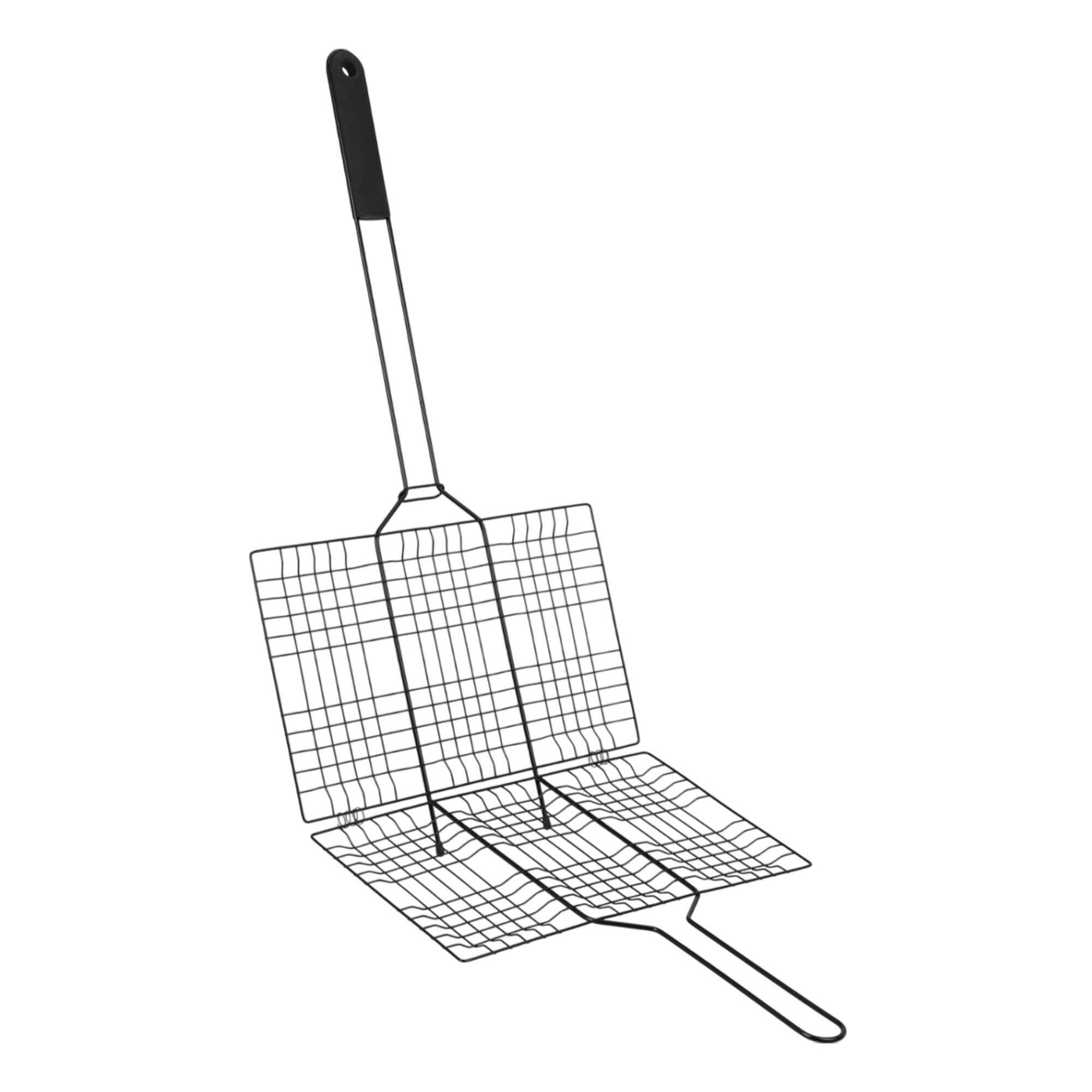 Well home parrilla bbq revestimiento antiadherente en hierro negro 68x32,5cm