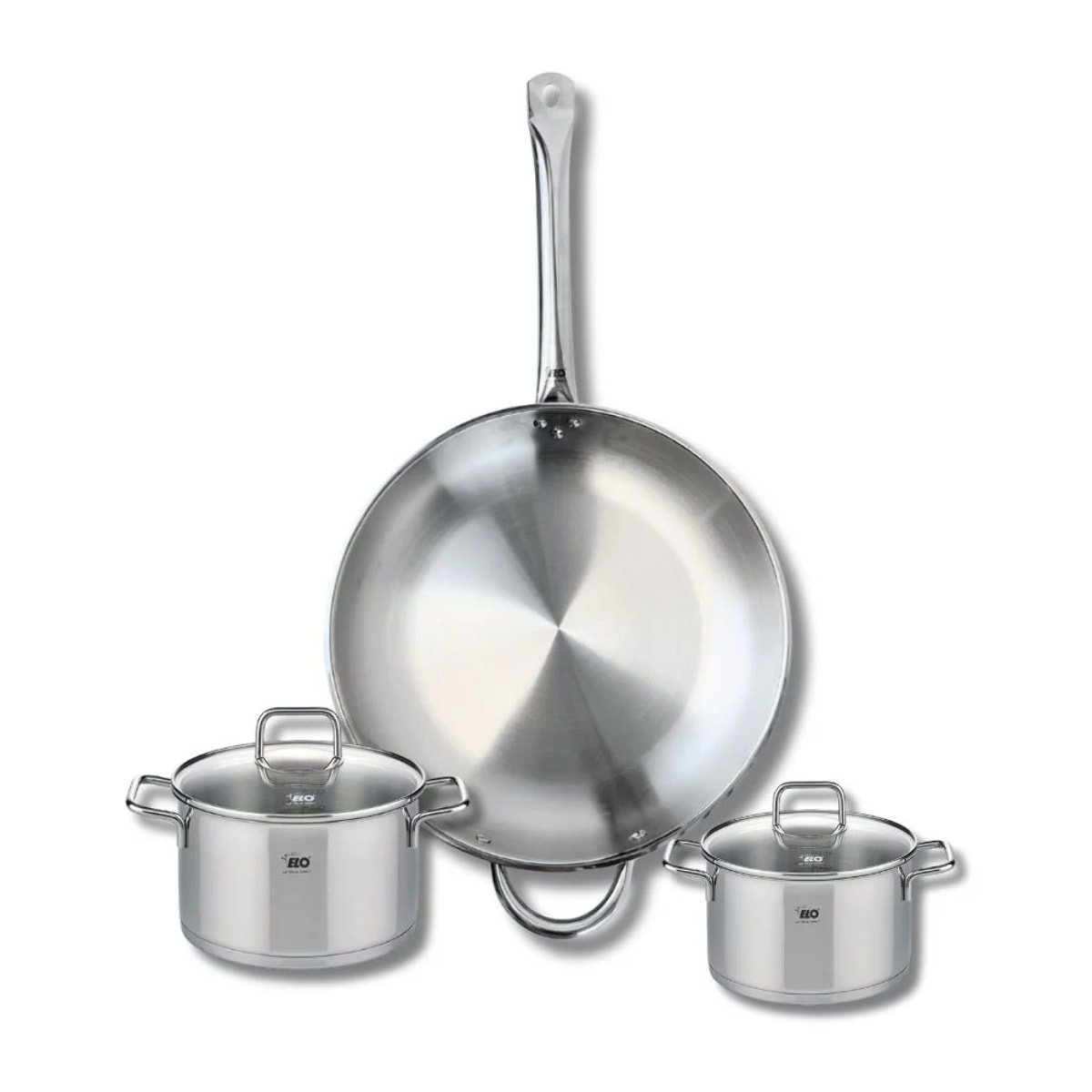 Ensemble de 1 Poêle de cuisson 32 cm et 2 faitouts 14 et 16 cm Elo Profi Citrin