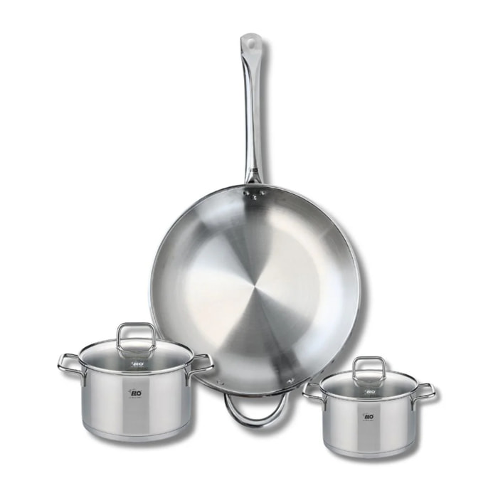 Ensemble de 1 Poêle de cuisson 32 cm et 2 faitouts 14 et 16 cm Elo Profi Citrin