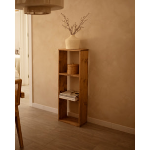 Estanteria de madera maciza en tono roble oscuro con 2 estantes Alto: 110 Largo: 40 Ancho: 20