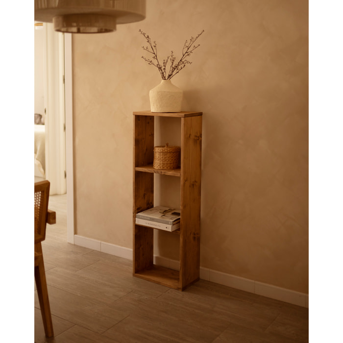 Estanteria de madera maciza en tono roble oscuro con 2 estantes Alto: 110 Largo: 40 Ancho: 20