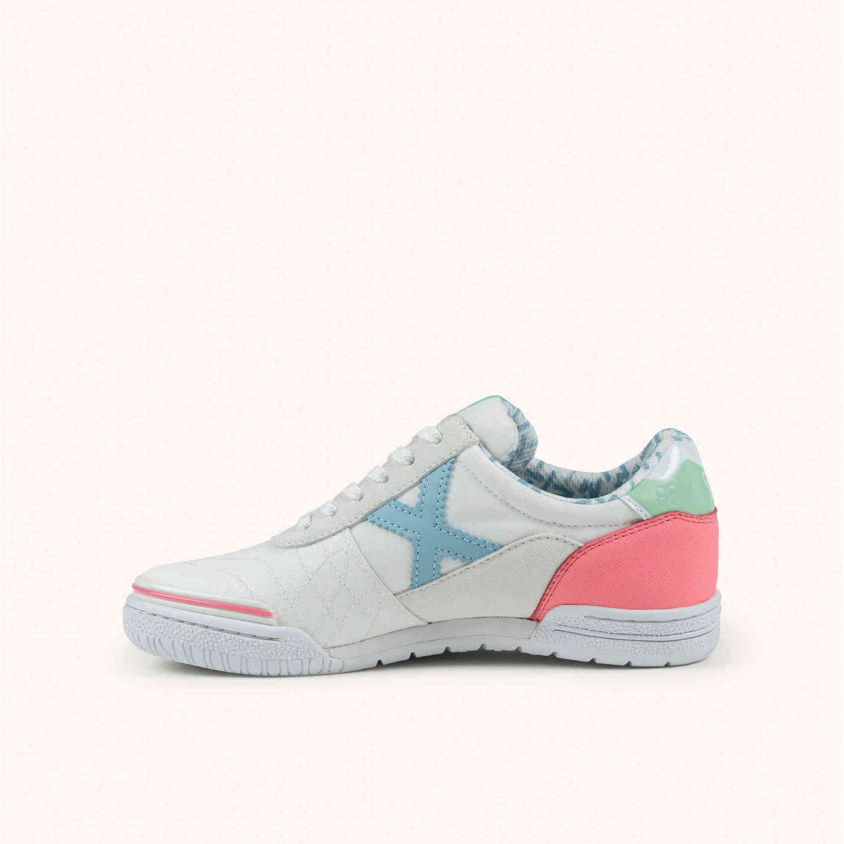 MUNICH G-3 KID 461 Zapatilla de Fútbol Sala Infantil Blanca con Detalles Pastel