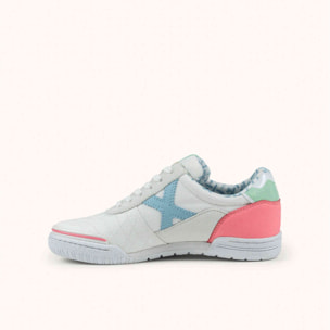 MUNICH G-3 KID 461 Zapatilla de Fútbol Sala Infantil Blanca con Detalles Pastel