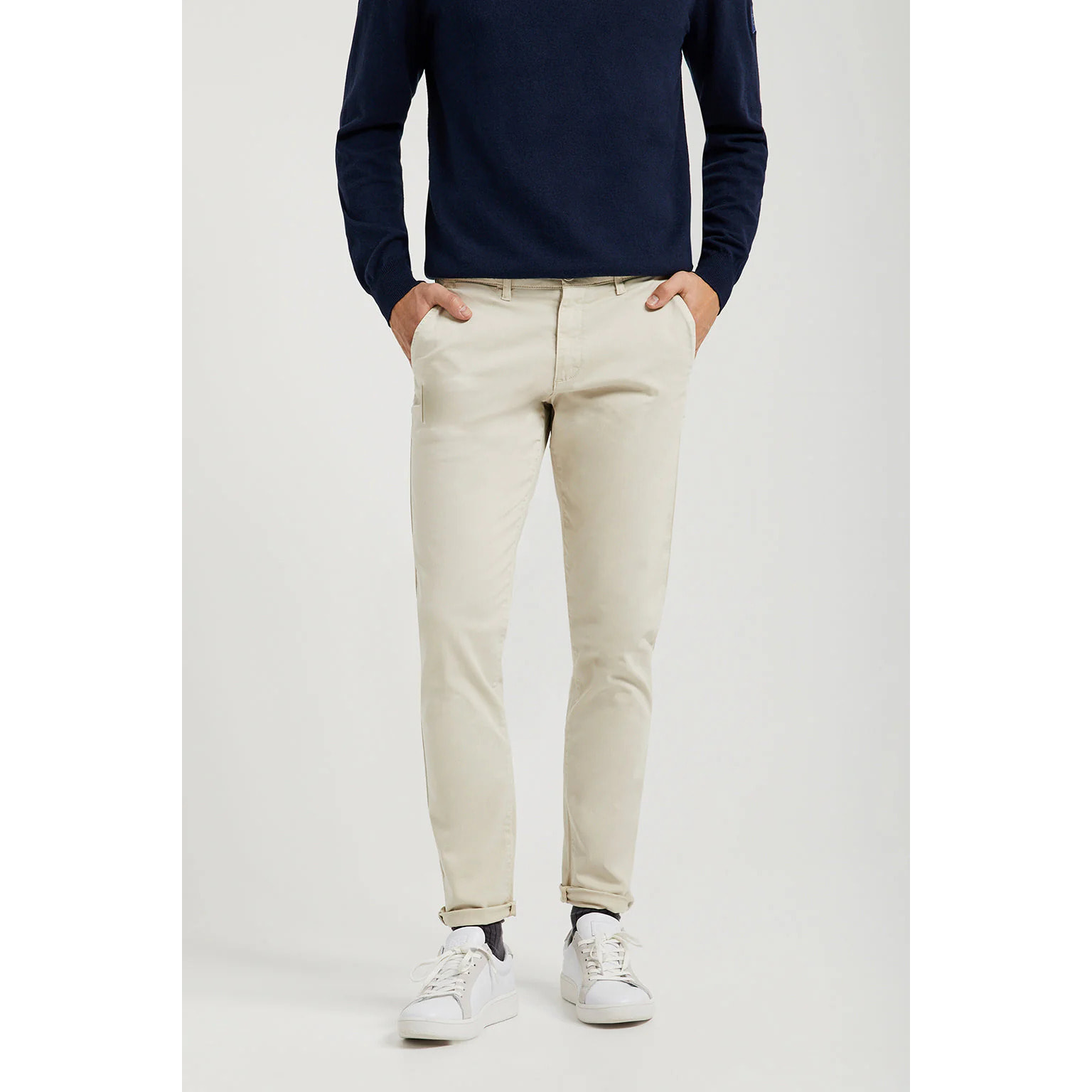 Pantalón chino beige de algodón elástico con detalles Polo Club