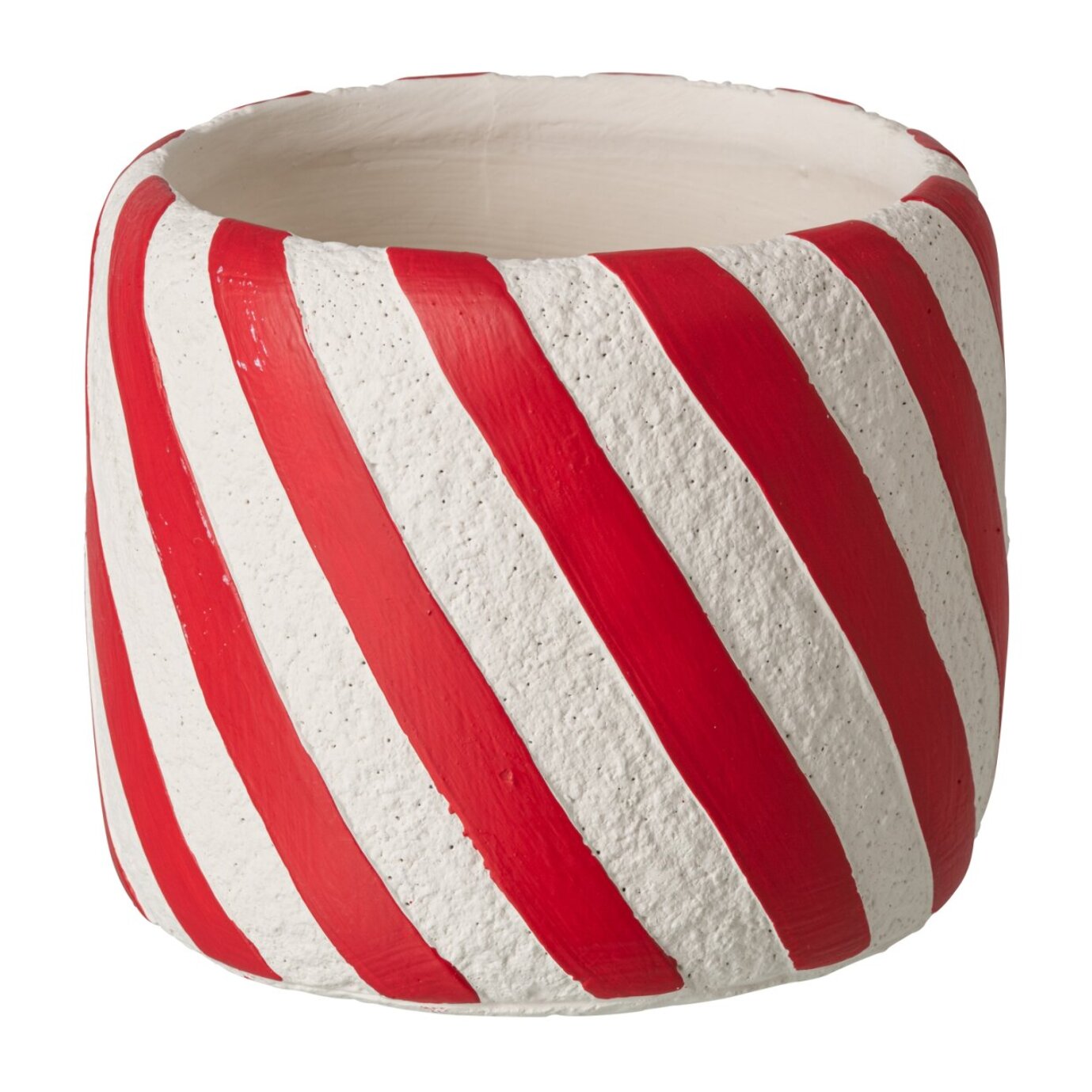 J-Line cache-pot ligné - ciment - rouge Noël/blanc - medium - set de 2