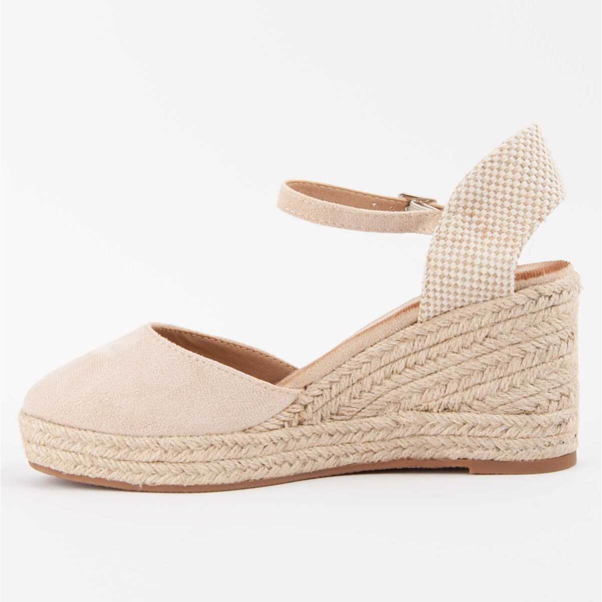 Sandalia De Cuña - Beige - Altura: 8 Cm
