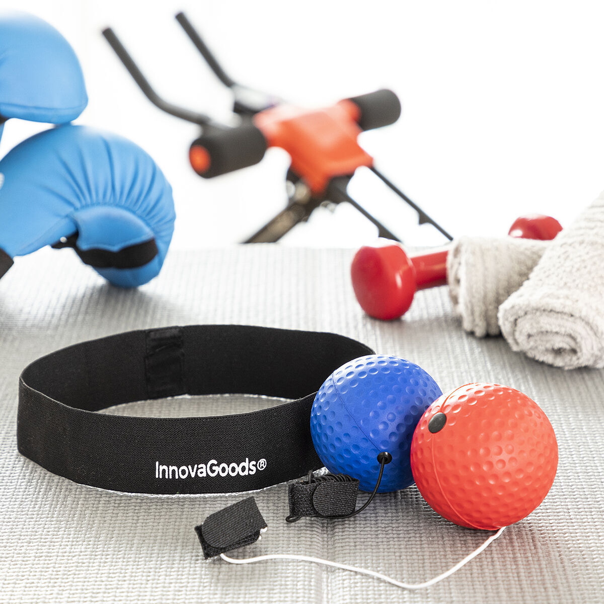Pack Set di Palle da Allenamento per Riflessi e Macchina da Boxe Musicale Ricaricabile InnovaGoods