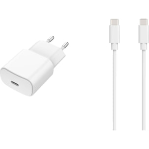 Chargeur + câble ESSENTIELB 20W USB-C + Cable USB-C 1M Blanc