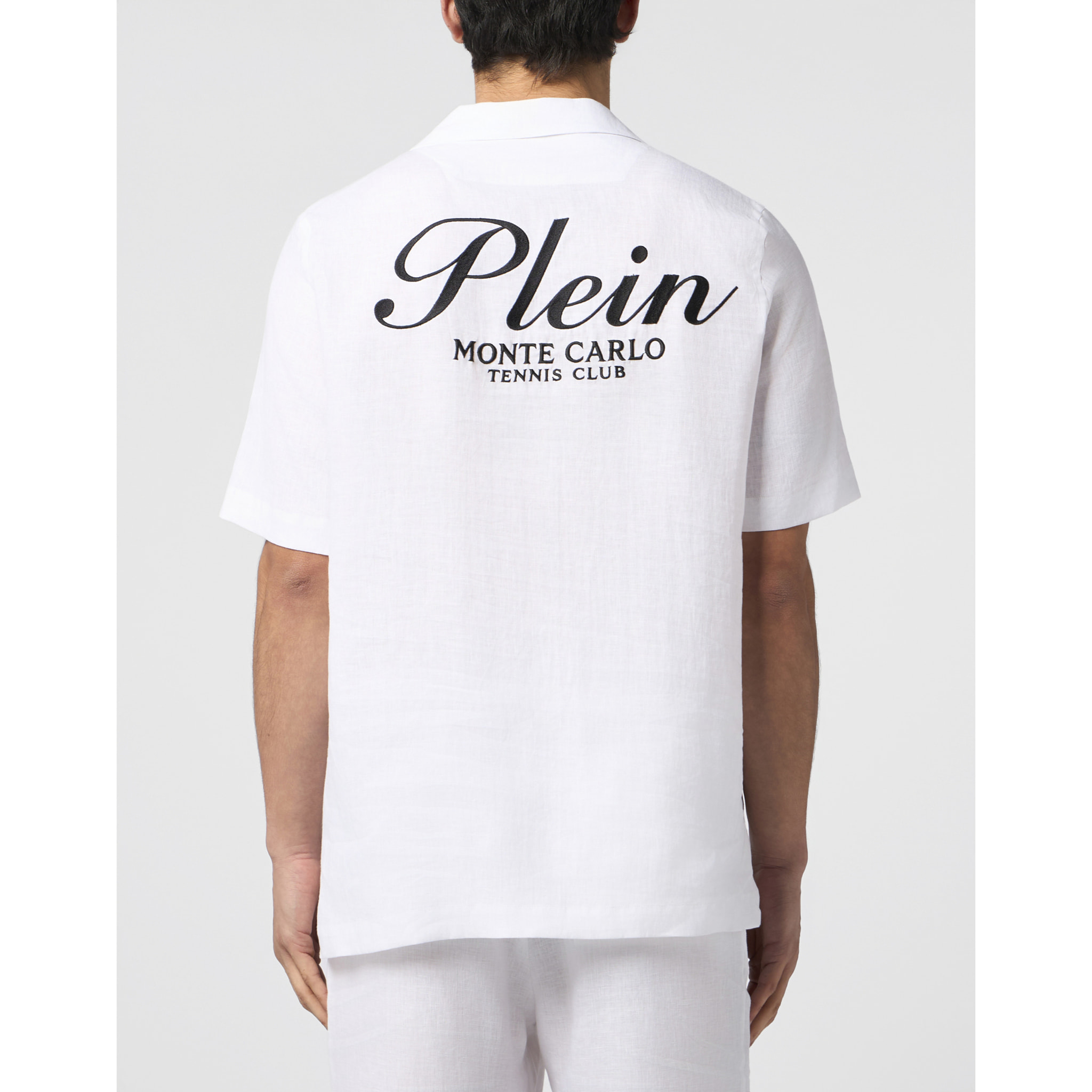 PHILIPP PLEIN Linen Bowling Shirt Tennis Club
