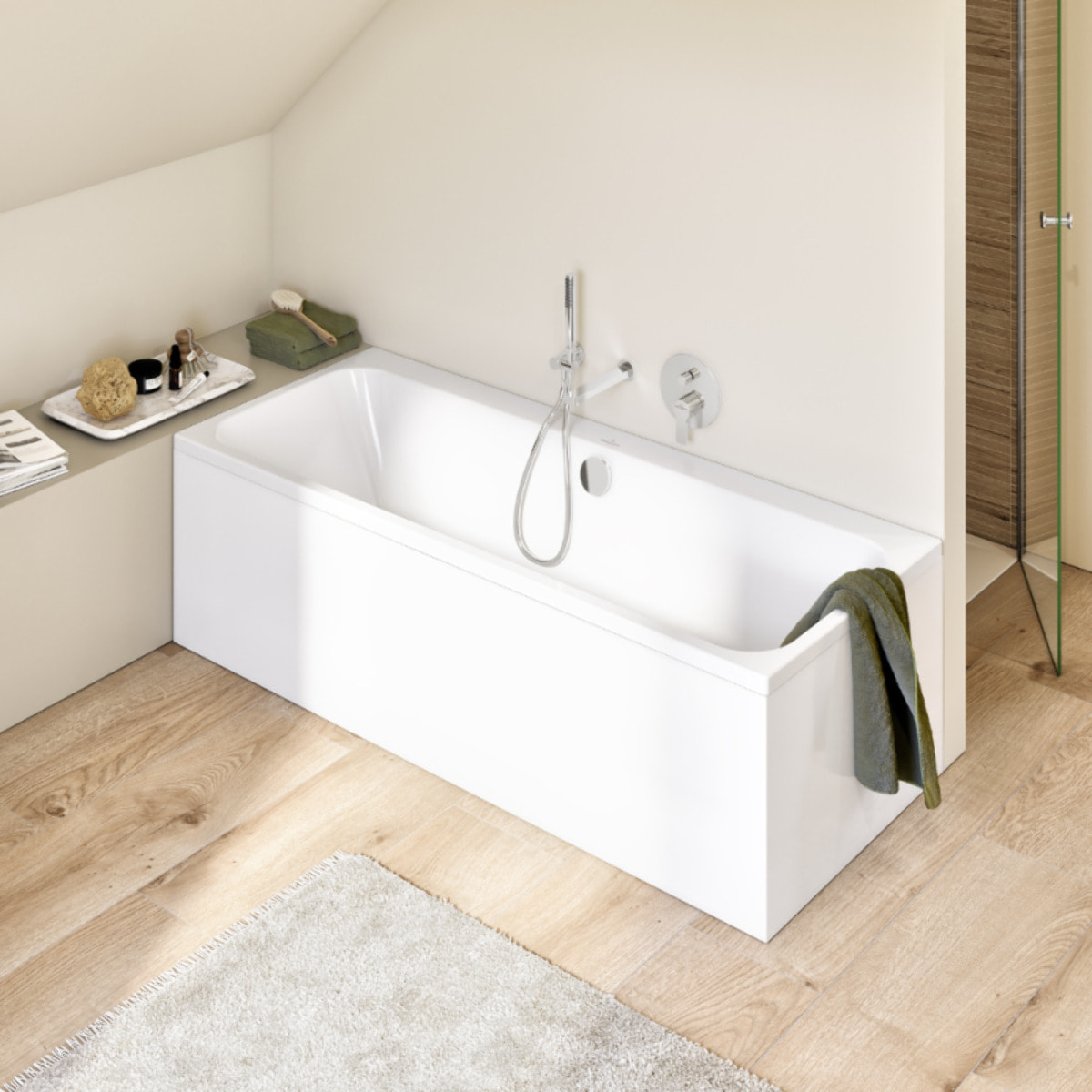 Baignoire droite 180 x 80 VILLEROY & BOCH Architectura + Vidage de baignoire WIRQUIN blanc