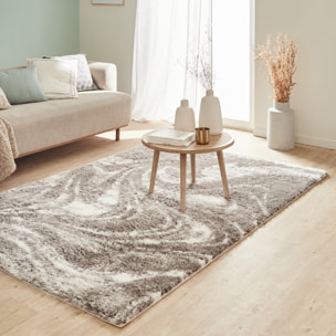 Oslo - tapis de salon à poils longs abstrait vizon