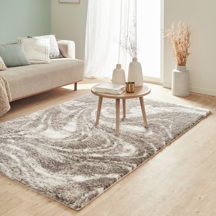 Oslo - tapis de salon à poils longs abstrait vizon