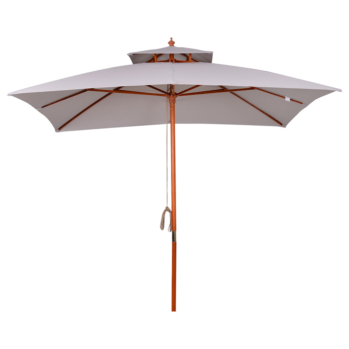 Sombrilla Dos Niveles de Poliéster 3x3m Gris Claro