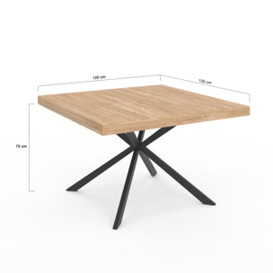 Table à manger carrée Soline bois et noir 120cm