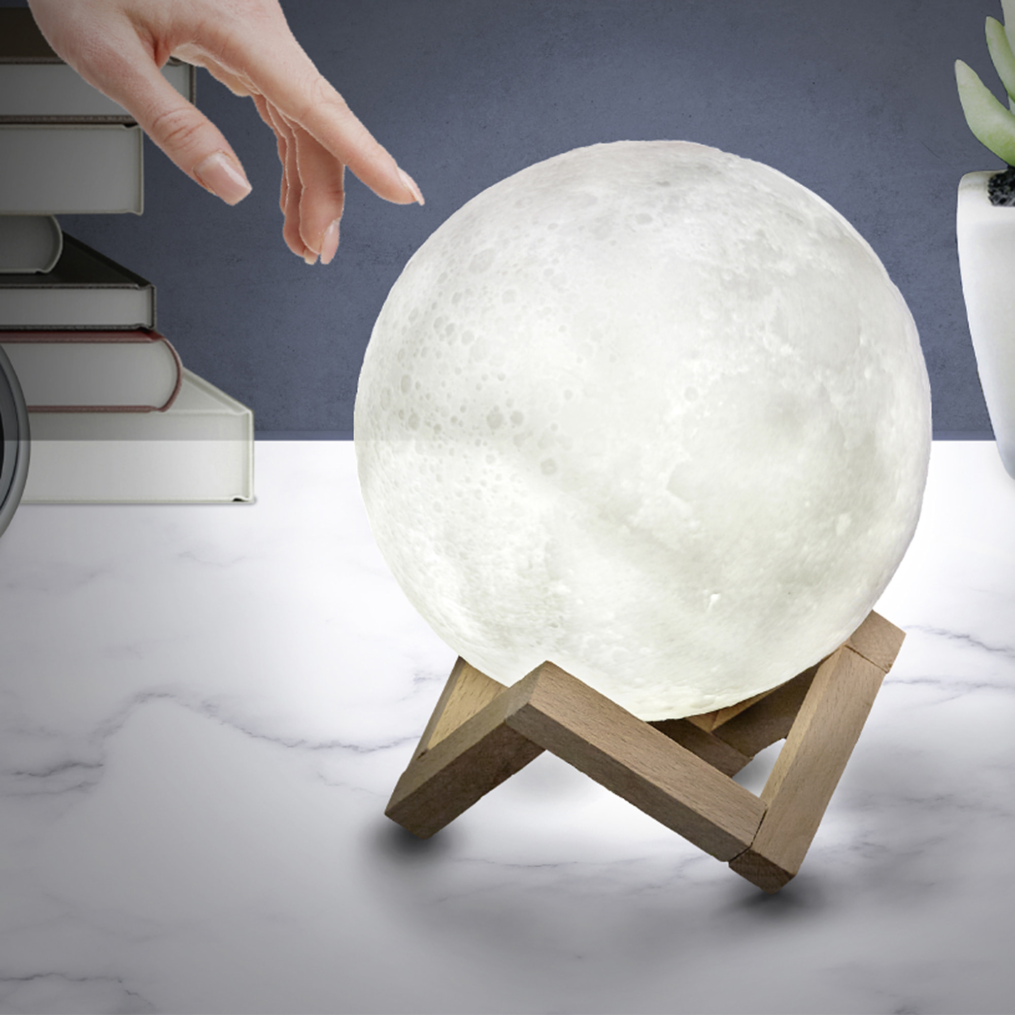 Lampe Tactile Lune Ronde 3d D15cm