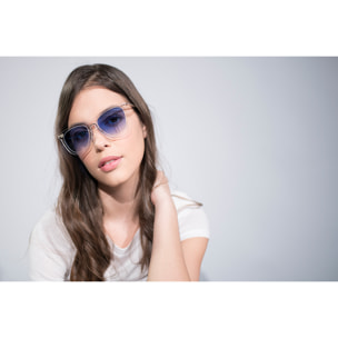 Gafas de sol PALO ALTO ARLES - Blanco transparente / Azul cielo degradado y patilla de metal dorado mate