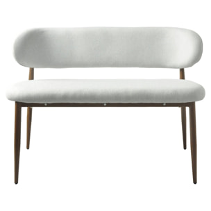 Banc de salle à manger en tissu - 110 cm - "Sélène" - 3 places - Gris clair et marron