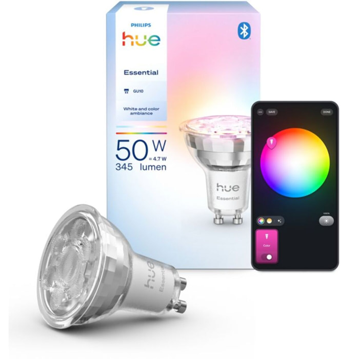 Ampoule LED connectée PHILIPS HUE Essential GU10 WCA  1P