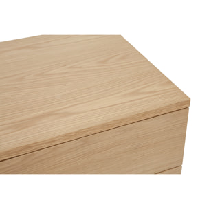 Table de chevet avec rangements 2 tiroirs scandinave bois clair chêne L50 cm FREDDY