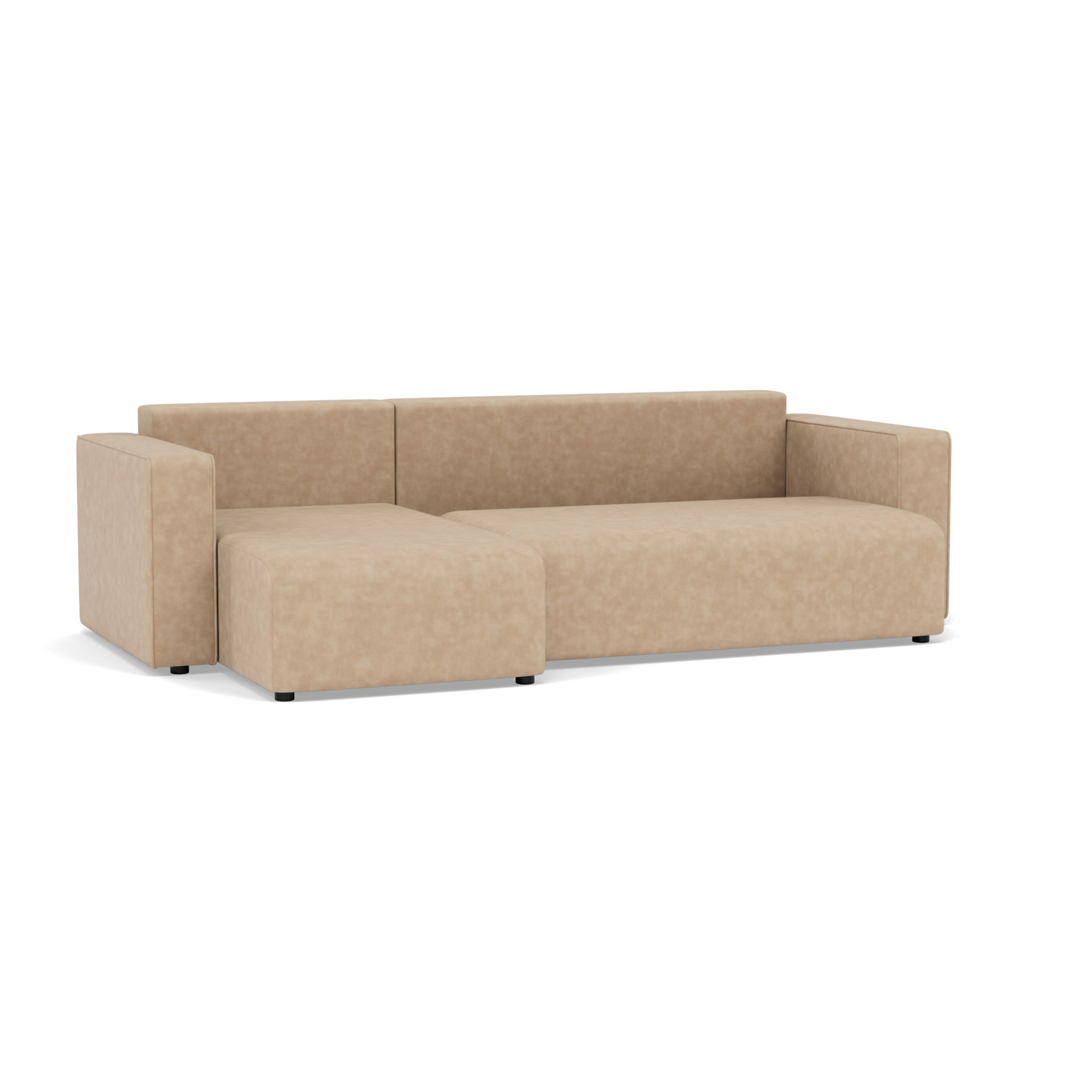 Topaze - canapé d'angle réversible 4 places convertible avec coffre en simili - Beige