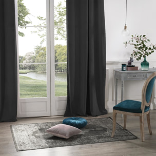 Rideau occultant "Dolce" velours gris ardoise 140x260cm