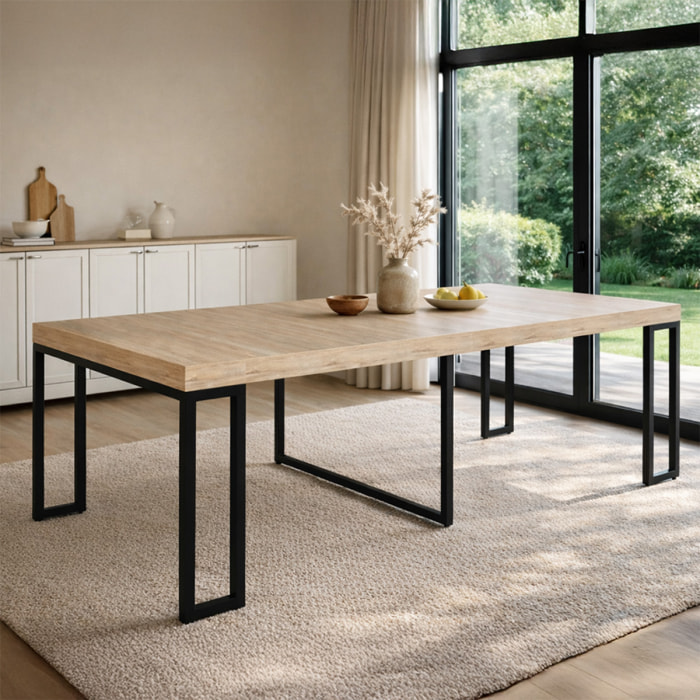 EMILIA Table console extensible 8-10 personnes effet bois 235cm