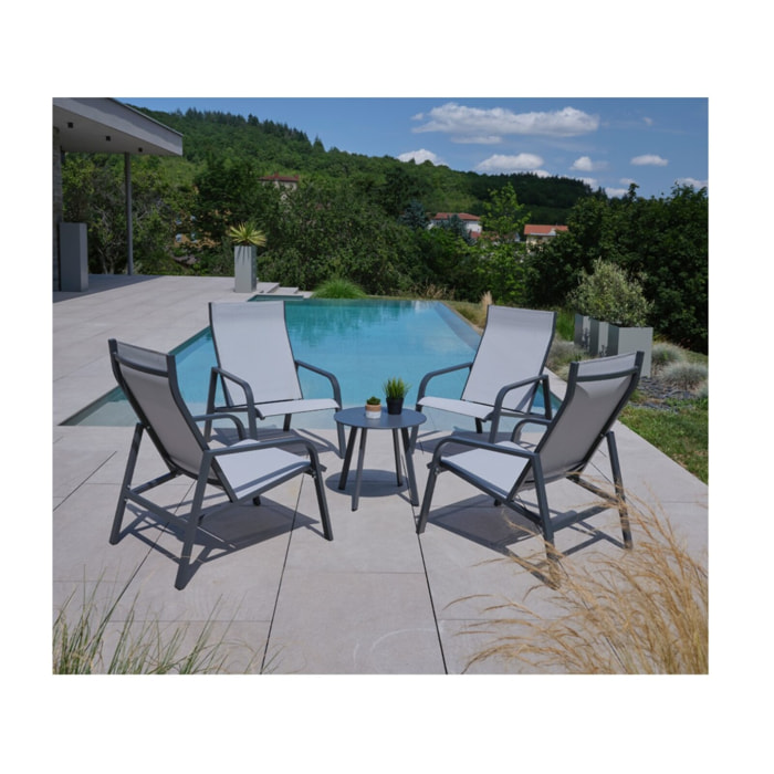 Salon de jardin en aluminium - 4 places - gris perle - CADIX 4