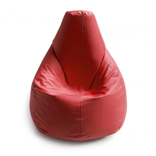 Pouf Annachiara, Pouf a sacco, 100% Made in Italy, Poltrona a sacco in ecopelle, Cm 70x70h110, Rosso