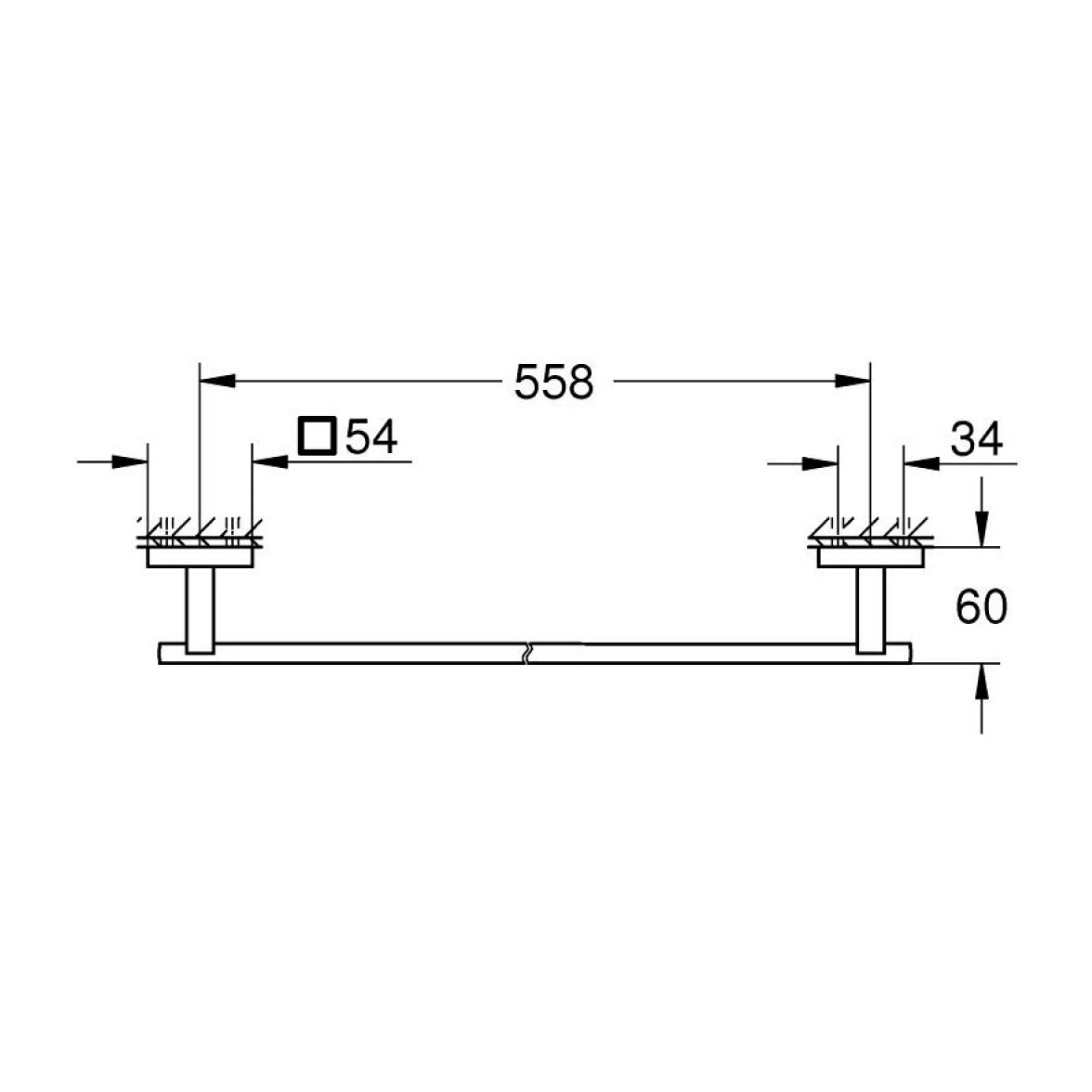 GROHE QuickFix - Start Cube - Barre porte-serviettes 558 mm - Finition Chromée 41089000 (à visser ou à coller)