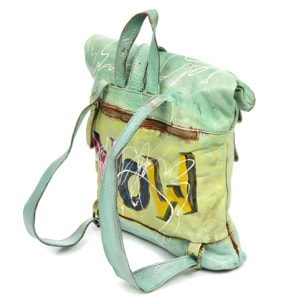 Antrona zaino donna. Pelle autentica finitura Sauvage dipinta a mano.