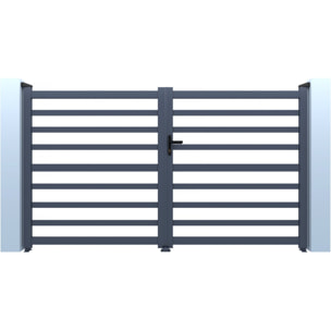 Portail aluminium ajouré "Martin" - 340 x 180 cm - Gris