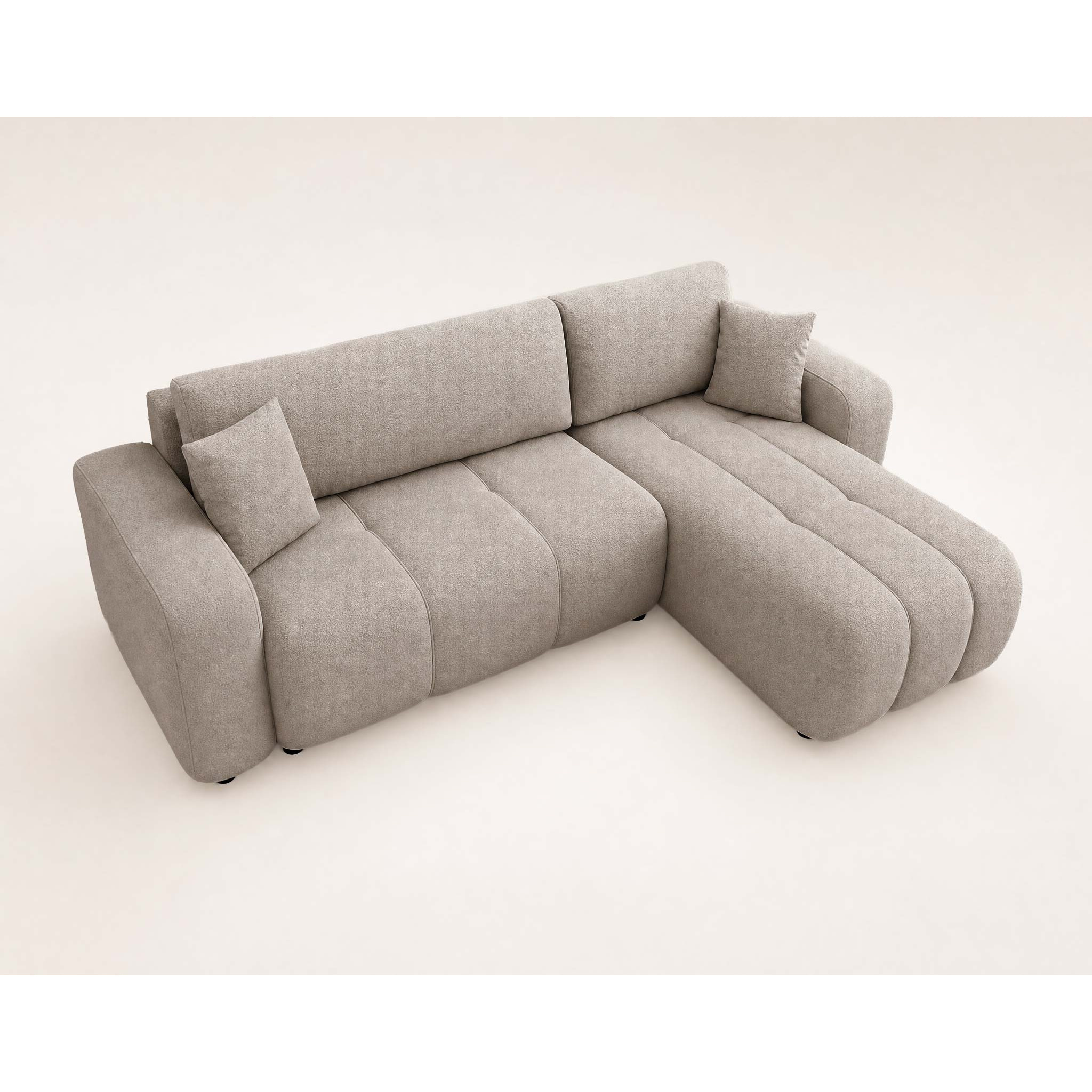 Nicole - canapé d'angle réversible 4 places convertible avec coffre en tissu - Taupe